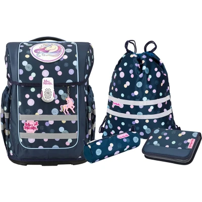 Afbeelding van McNeill Schooltas Ergo Compacto Schoolbag Set 5 delig Polly Donkerblauw
