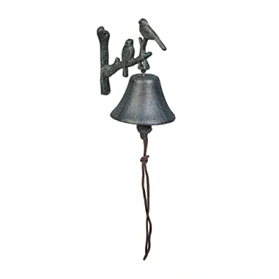 Afbeelding van deurbel met vogels antiek ijzer koord vintage wandbel buitenbel