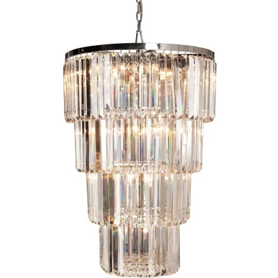 Afbeelding van LumiLamp Kroonluchter Ø 65x96 cm Transparant Ijzer Glas Hanglamp
