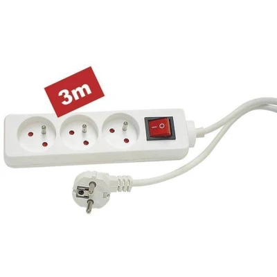 Afbeelding van 3 voudige stekkerdoos met schakelaar m kabel penaarde Velleman