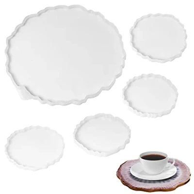 Afbeelding van Belle Vous (5 Pak) Siliconen Resin Mallen Grote Epoxy Giet Mal voor Faux Agaat Onderzetters &amp; Tray Maken Geode DIY Hobby, Huis Decoratie Sieraden