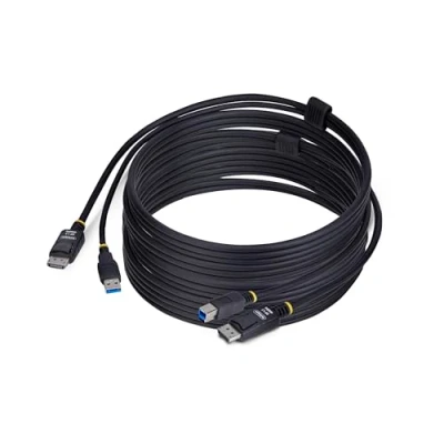 Image de StarTech.com 10ft (3m) DisplayPort and USB 5Gbps KVM Cable Câble clavier / vidéo souris (KVM) DisplayPort, Type A (M) pour B 3 m support 4K60Hz, prise en charge de HDR10 noir