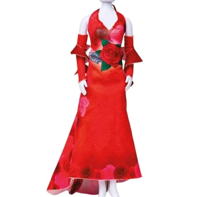 Afbeelding van Making Couture Outfit kit Mary Red Roses Dress YourDoll PN 0164647