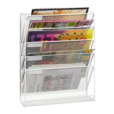 Afbeelding van Relaxdays tijdschriftenrek muur tijdschriftenhouder wand A4 formaat lectuurbak wit