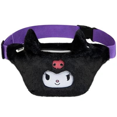 Afbeelding van Hello Kitty Pluizige heuptas met verstelbare riem, cadeaus voor haar, zwart, één maat, modern, zwart., Modern