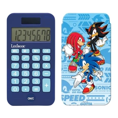 Image de Lexibook, Sega Sonic The Hedgedog, calculadora de Bolsillo con Funda Protectora, Funciones convencionales y avanzadas, Funciona Pilas energía Solar, Azul, C45SN