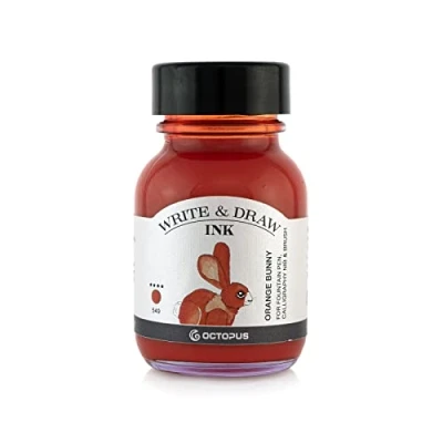 Afbeelding van Octopus Write and Draw Ink 549 Orange Bunny waterdichte inkt om te schrijven en tekenen, lichtbestendige kalligrafie voor vulpen, oranje, 50 ml