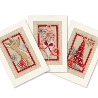 Afbeelding van Borduren Wenskaarten Kerst set van 3 0154080
