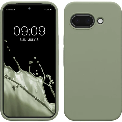 Afbeelding van kwmobile telefoonhoesje geschikt voor Google Pixel 9a Hoesje met siliconen coating Smartphone case in grijsgroen