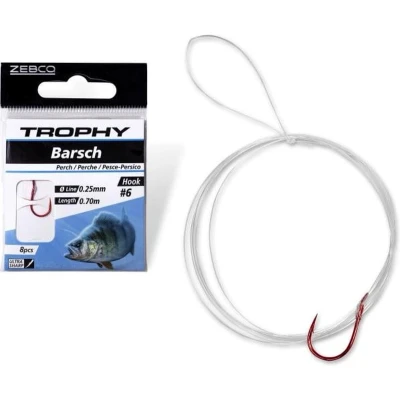 Afbeelding van Zebco Trophy Perch Hook to Nylon 70cm (8 pcs) Red Maat : 6