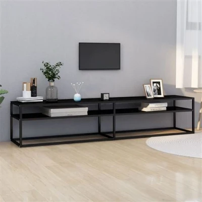 Afbeelding van vidaXL Tv meubel 200x40x40,5 cm gehard glas zwart