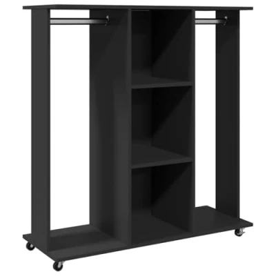 Afbeelding van Kledingkast met wielen 102x38x110 cm bewerkt hout zwart