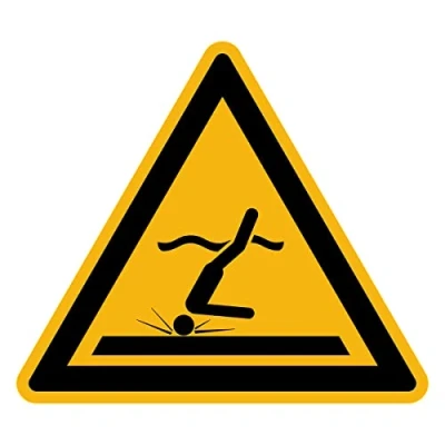 Afbeelding van Sticker Danger Warning NF ISO7010 zelfklevende driehoekige bewegwijzering gelamineerd water en uv bestendig gevaar voor ondiep 15 x cm