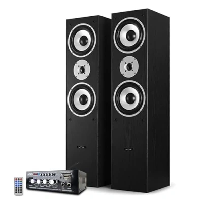 Afbeelding van Paar LTC L766 BK luidsprekers, zwart, akoestiek, hifi/thuisbioscoop, 2 x 500 W, stereo versterker, USB/Bluetooth/SD/FM radio