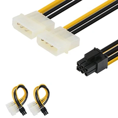 Afbeelding van J&amp;D 2 stuks 6 polige PCIe naar x 4 Molex LP4 voedingsadapters 15 cm