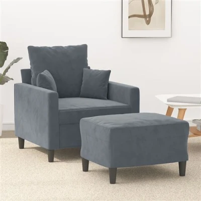 Afbeelding van vidaXL Fauteuil met voetenbank 60 cm fluweel donkergrijs
