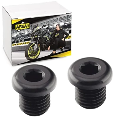 Afbeelding van Area1 Set van 2 schroefdraadhoezen voor motorspiegels M10 x 1,25 rechte schroefdraad blinde doppen stuurspiegels compatibel met KSR