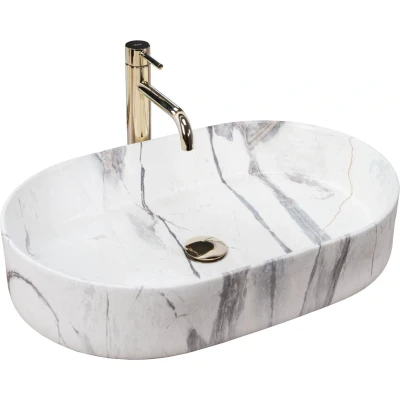 Afbeelding van REA Nadia Opzetwastafel Waskom 61 x 38.5 12 cm Sand Marmer Look