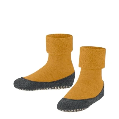 Image de FALKE Cosyshoe K Hp laine picots sur la semelle 1 paire, Chaussettes Chaussons, Jaune Curcuma 1853, 35 36