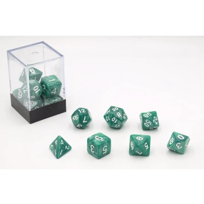 Afbeelding van Dobbelstenen Groen Parelmoer 7 set Brick