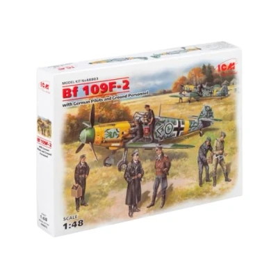 Afbeelding van 1:48 ICM 48803 Bf 109F 2 German Pilots and Ground Plastic Modelbouwpakket