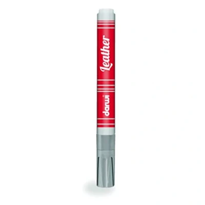 Afbeelding van Darwi DA0420013080C Een marker voor leer kleur: zilver punt 2 mm 6 ml LEATHER verf zacht creatieve vrije tijd handmatige activiteit knutselen