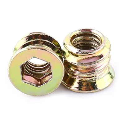 Afbeelding van Moer invoegen, 20 stuks Moeren voor Meubels Zeskantstekker Drive Vrouwelijke Schroefdraad Koolstofstaal Plated Houten (M6 x 10 mm)