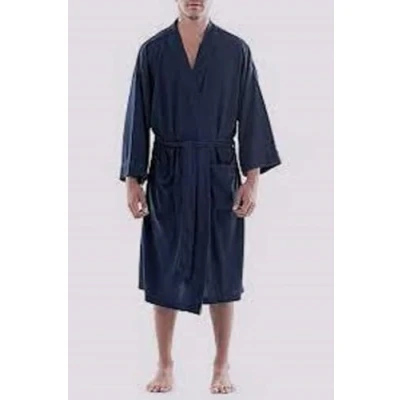 Image de Amazon Essentials Peignoir gaufré léger pour homme (disponible en grandes tailles larges), bleu marine, grande taille XXL