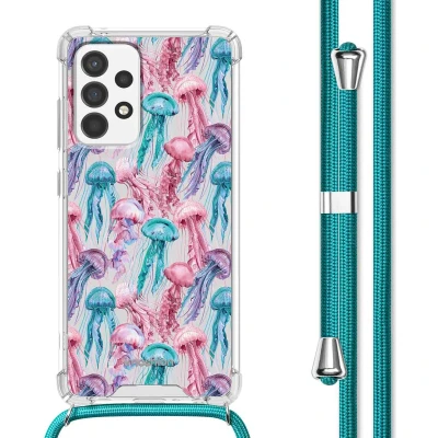 Afbeelding van imoshion Hoesje Geschikt voor Samsung Galaxy A52 (4G) / A52s (5G) met Koord Design Meerkleurig Jellyfish Watercolor