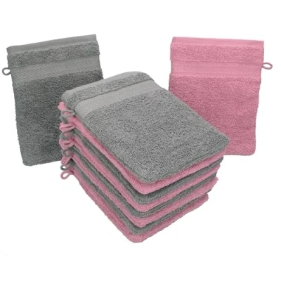Afbeelding van Betz Set van 10 washandjes, afmetingen 16 x 21 cm, 100% katoen, premium kleur, oudroze, antracietgrijs
