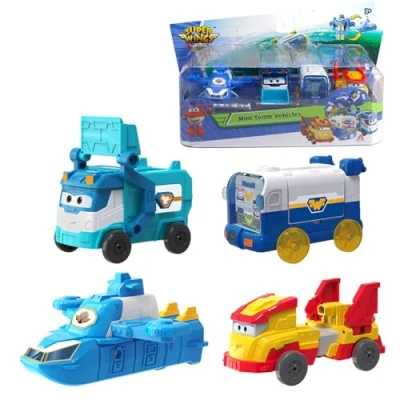 Afbeelding van Super Wings Mini Team Transforming Vehicles, waaronder World Aircraft Robot, Marc Cleaning Vehicle, Golden Wheels Pets Base, speelgoedtransformator voor kinderen en meisjes vanaf 3 jaar