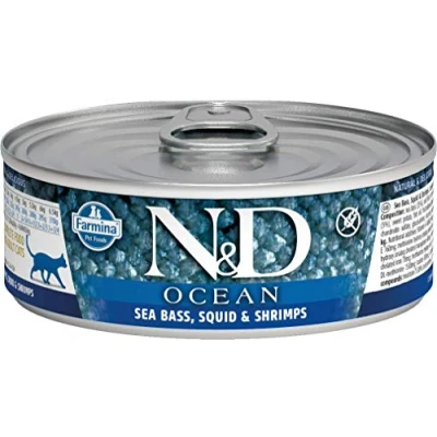 Afbeelding van N&amp;D Ocean natvoeding voor de kat Tonijn met Inktvis 70 gr. per 30 stuks