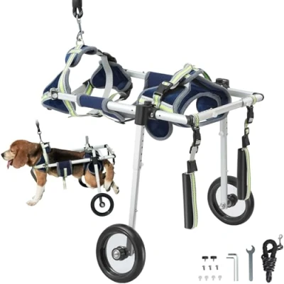 Afbeelding van VEVOR 32.5 x 18 20.5cm 2 wielige huisdierenrolstoel,Gemaakt van aluminiumlegering vliegtuigkwaliteit,Verstelbare maat,Geschikt Voor Dieren Met Een Handicap