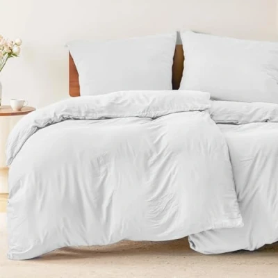 Afbeelding van Dreamzie Beddengoedset, 4 delig, met kussenslopen 80 x cm, dekbedovertrek 135 200 100% microvezel, zonder chemicaliën, Oeko TEX, voor eenpersoonsbed, wit