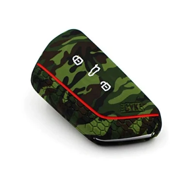 Afbeelding van Beschermhoes voor autosleutels met 3 knoppen , camouflagepatroon, van siliconen