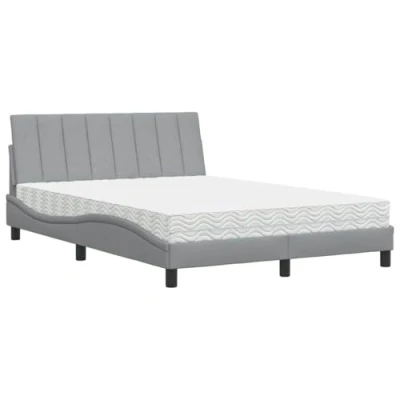 Afbeelding van vidaXL Bed met matras stof lichtgrijs 140x190 cm