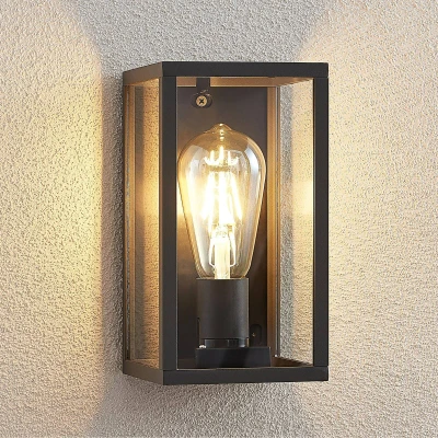 Afbeelding van Lindby Filimon buitenwandlamp in donkergrijs, E27