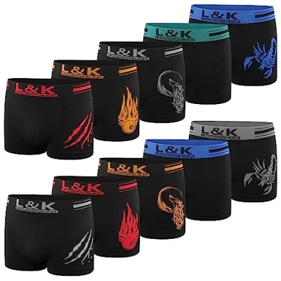 Afbeelding van L&amp;K 5/10 stuks boxershorts voor heren, microvezel, gemengde kleuren/patroon 1202, 1213 zwart 10 stuks, S M