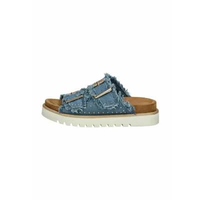 Afbeelding van Mustang Muiltjes, Dames, Maat: 40, Jeansblau Imitatieleer/ textiel