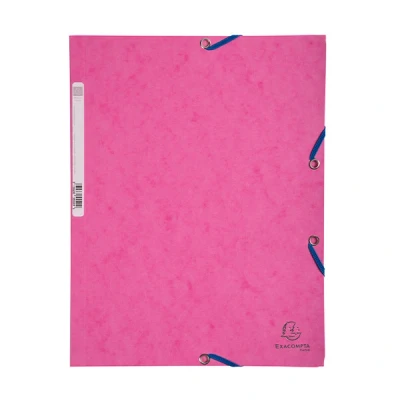 Image de Chemise Exacompta à élastiques 3 rabats + Etiquette 24x32cm Fuchsia