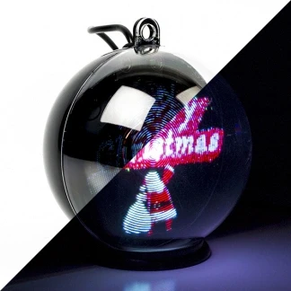 Afbeelding van Kerstbol met kerstman en cadeauzak Konstsmide Ø 10 cm (Bewegend beeld, Timer, USB kabel)
