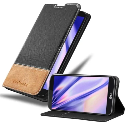 Afbeelding van Cadorabo Hoesje geschikt voor LG K10 2016 in ZWART BRUIN Beschermhoes met magnetische sluiting, standfunctie en kaartvakje Book Case Cover Etui