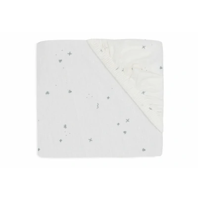 Afbeelding van Jollein Baby Hoeslaken Jersey 70/75x140/150cm Ledikant, Babybed Zacht Katoen Twinkling Wild Rose