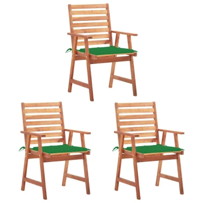 Afbeelding van Tuinstoelen 3 st met kussens massief acaciahout
