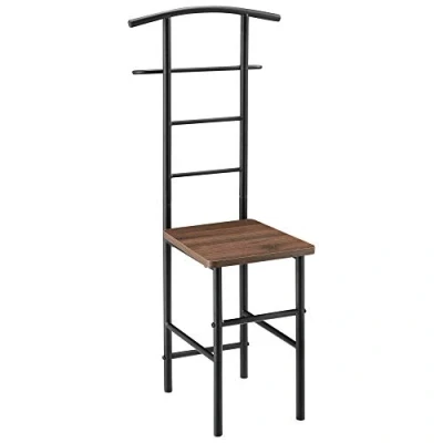 Image de Valet de Chambre Design Porte Vêtements avec Cintre et Pantalons Nuit Solide en Métal MDF 107 x 45 cm Noir Effet Noyer [en.casa]