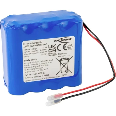 Afbeelding van Ansmann 4S2P Accupack Aantal cellen: 8 Batterijgrootte: 18650 Kabel Li ion 14.4 V 5100 mAh