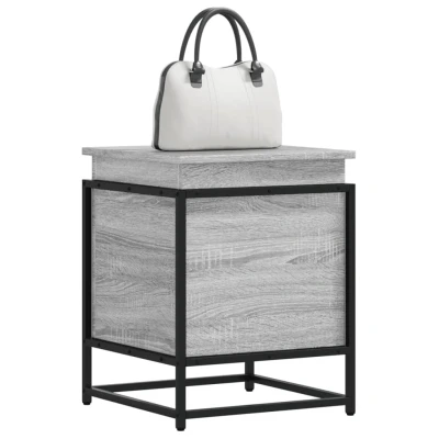 Afbeelding van Opbergbox met deksel 40x40x51,5 cm bewerkt hout grijs sonoma