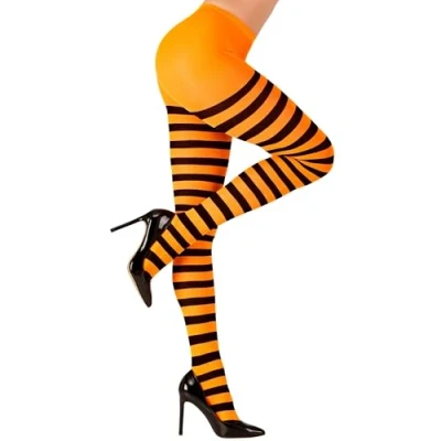 Afbeelding van WIDMANN Zwarte en oranje panty voor volwassenen XL