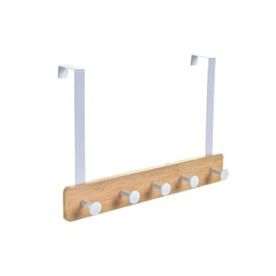 Afbeelding van Kapstok voor deur Home ESPRIT Wit Metaal Bamboe 38,5 x 4,8 25,5 cm