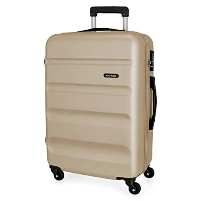 Afbeelding van Roll Road Flex koffer groot, Beige, 51 x 74 28 cm, harde schaal, ABS, cijferslot 91 l, 3,8 kg, 4 wielen, Modieus